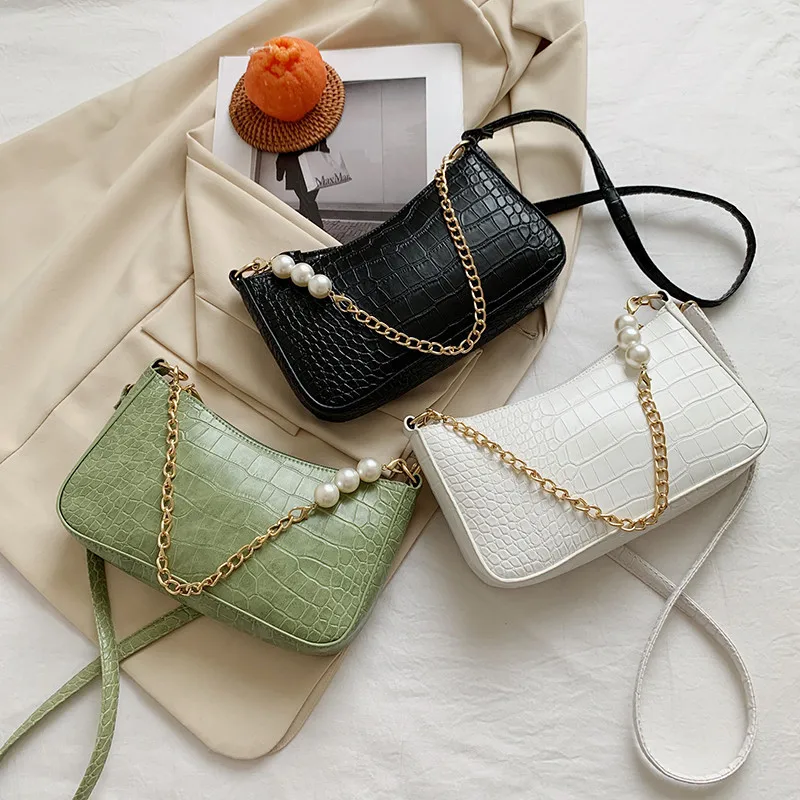 

2022 New Trendy Stylish PU Leather Shoulder Bag Chains Fashion Square Handbag women shoulder bags, Picture