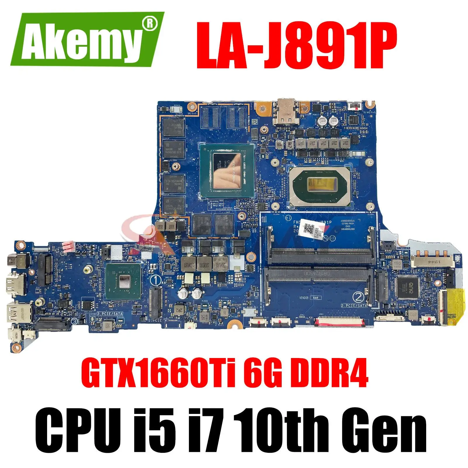 

FH52M LA-J891P For Acer Nitro 5 AN515-52 Laptop Motherboard CPU I5-10300H I7 10750H GPU N18E-G0-A1 GTX1660Ti 6G DDR4 100% OK
