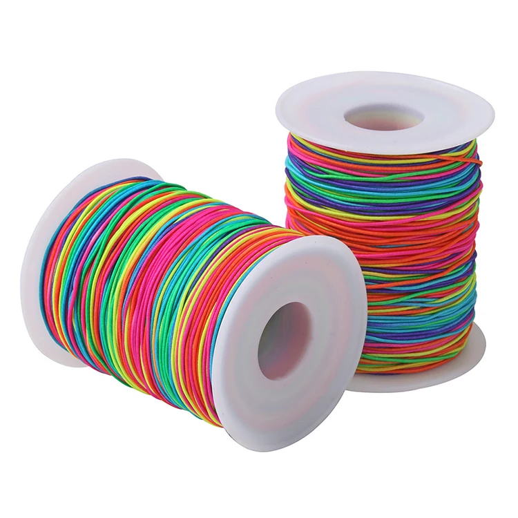 

Good Quality Round Rainbow Elastic Cord Nylon Coated Stretch Cord Beading String Fit For Bracelet & Necklace