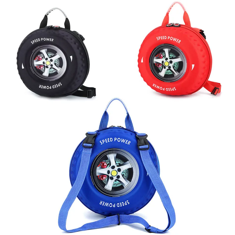 

Unique round shape wheel 3D kids fashion bags unisex children preschool backpacks, As picture show