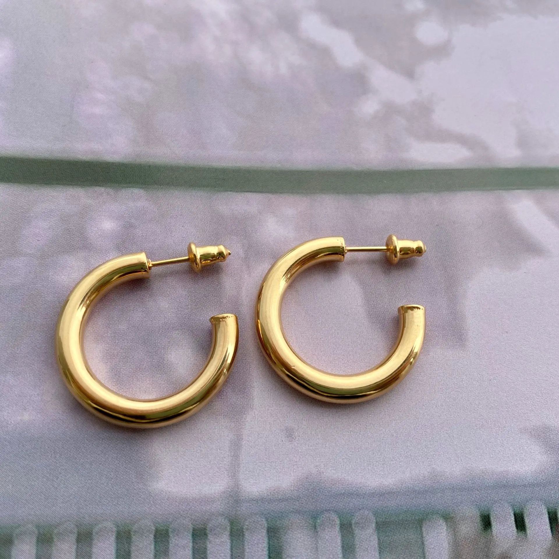 

JOOLIM High End 18K Gold Plated Hollow Tube Hoop Earring Stainless Steel Earring Fashion Jewelry Women