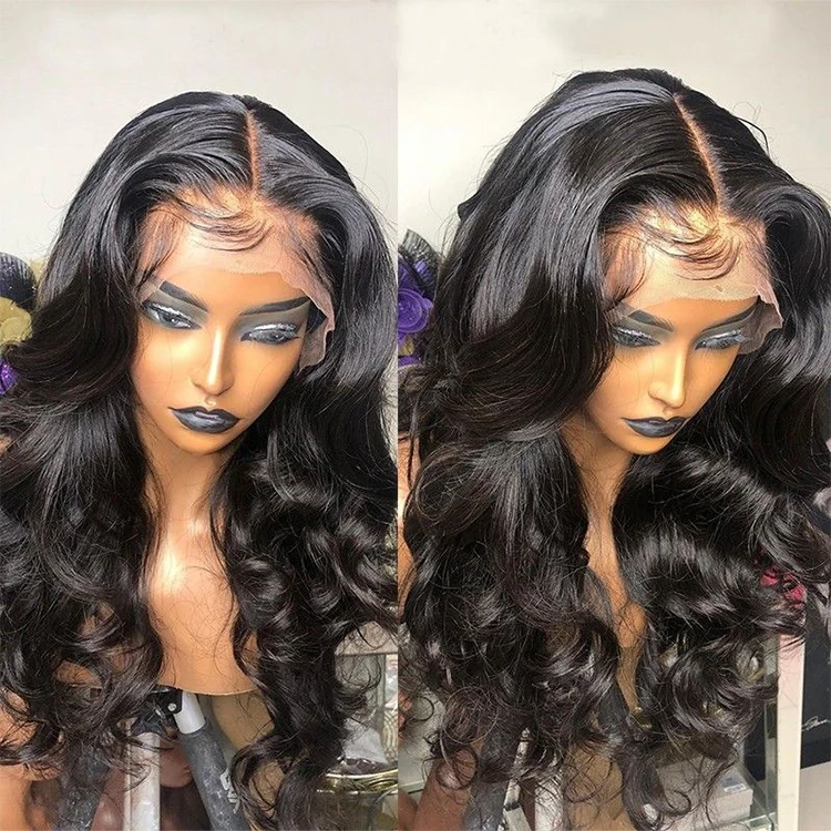 

Cheap Wholesale Hair Wigs Human Lace Front Closure Brazilian Transparent Lace Closure Human Hair Wigs For Black Women, Natural color1b