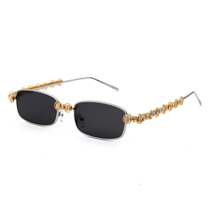 

Luxury Style Boutique Vintage Handmade Rhinestone Glasses Small Square Diamond Sunglasses, 7 colors