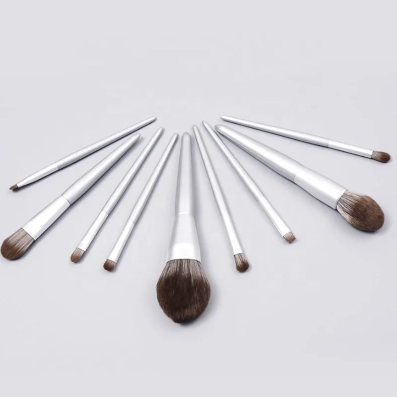 

New 8pcs 9pcs Makeup Brush Set Silver Beginner Makeup Tool Foundation Brush Eye Shadow Brush Wholesale