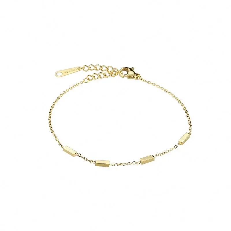 

Cute Simple Manufacturer Supply 18K Gold Plated Stainless Steel Chain Bracelet For Girls, Customized color