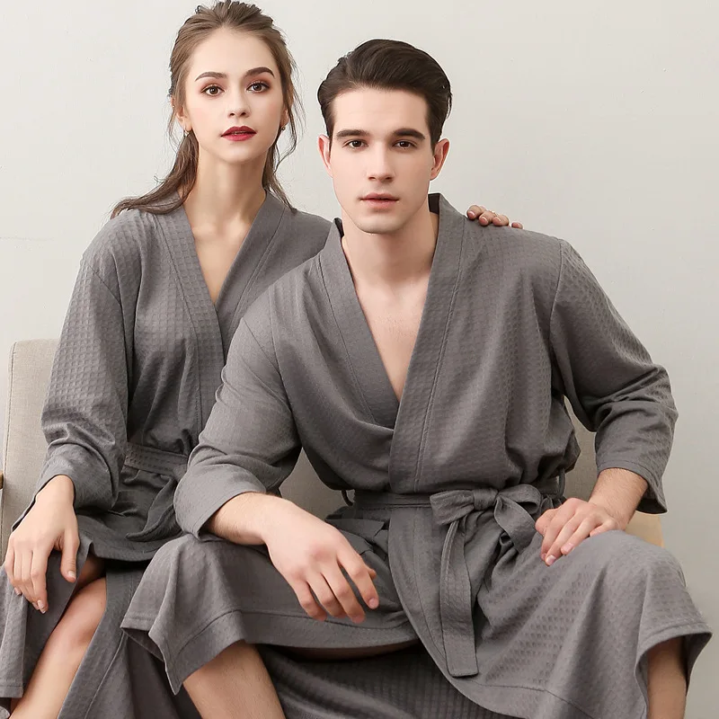 

gift your own beautiful gown hotel lovers bathrobe couple waffle weave bath robe