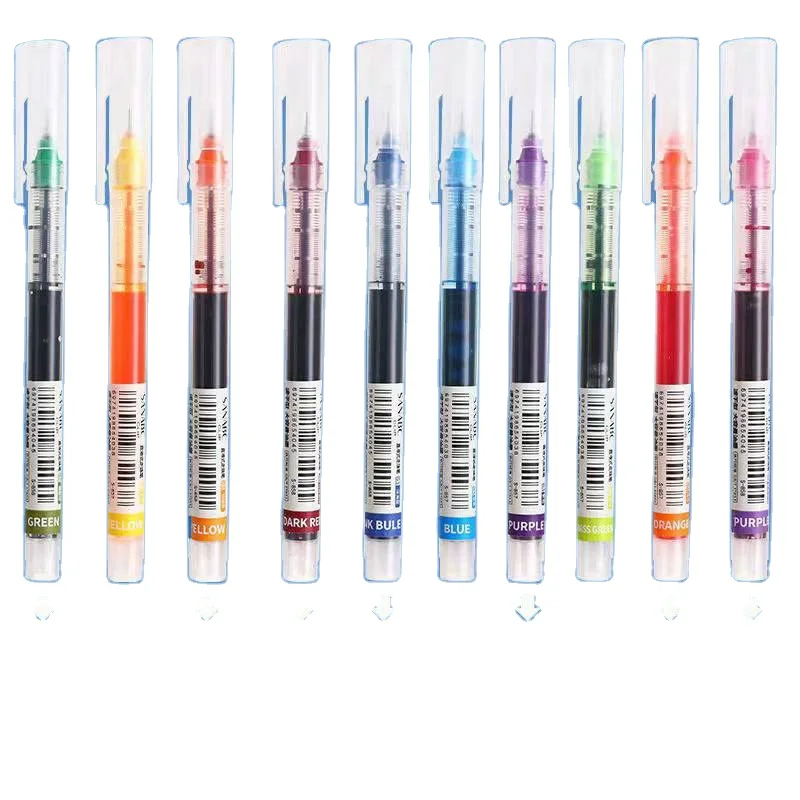 

JPS OEM But Gel Straight Liquid Wholesale Color White Purple Logo Gel Pen