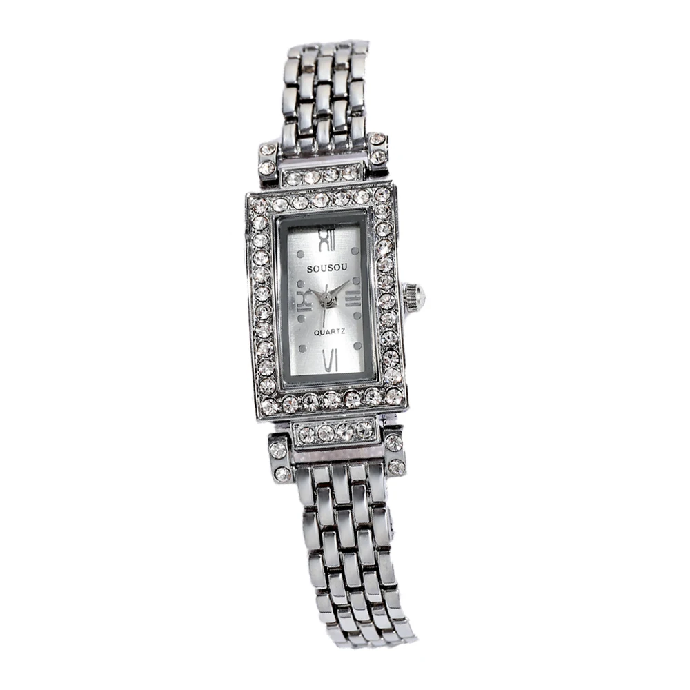 

SOUSOU brand luxury square dial diamond alloy ladies bracelet watch, As picture