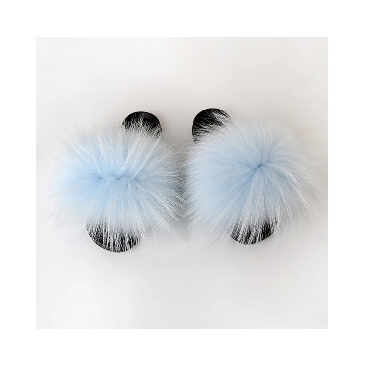 

Hot Selling Factory Prices A Variety Of Color Racoon Fur Slippers For Kid Home Indoor Shoes, Customized color