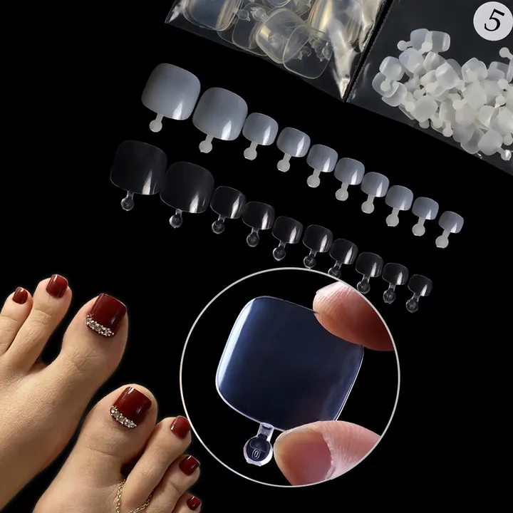 

600pcs Big Acrylic Finger Full Cover False Toes Nails Tip Fake French For Gel Press On Artificial Soft Transparent Toe Nail Tips