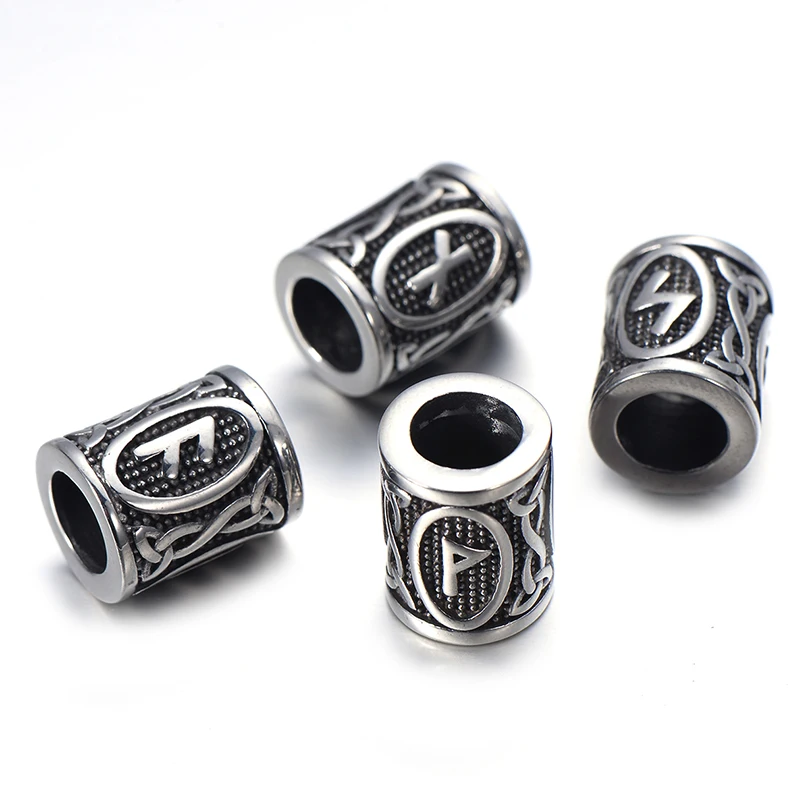 

24 Styles DIY Tube Beads Charms Jewelry Making Stainless Steel Norse Viking Runes Beads for Bracelets Pendant Necklace