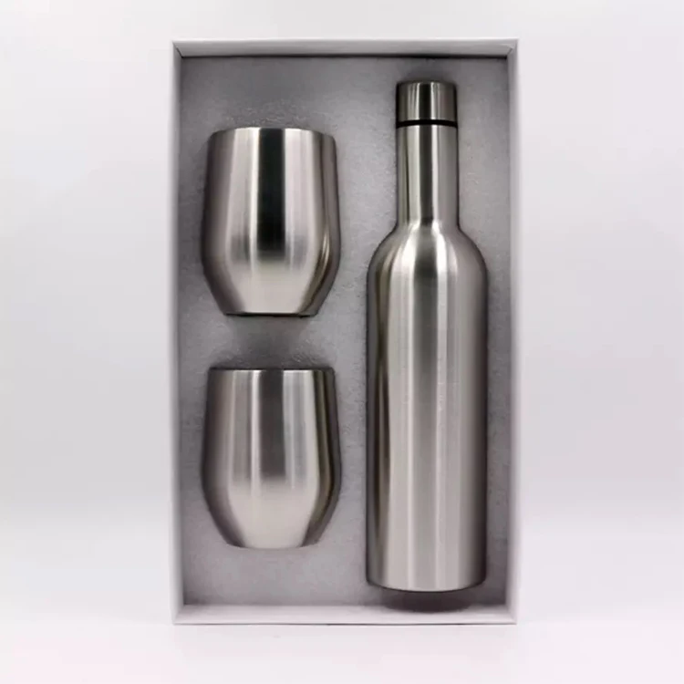 

12oz wine tumbler 750ml wine bottle set gift box in one set stainless steel vacuum insulated