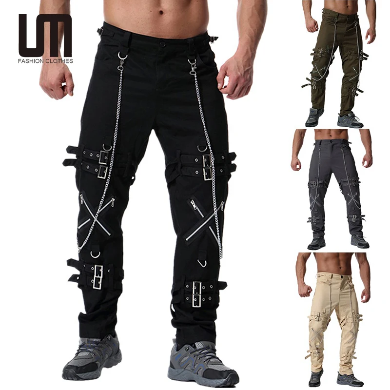 

Liu Ming 2022 Fashion Men Casual Hip Hop Punk Zipper Streetwear Vintage Cargo Trousers Pants, Customized color