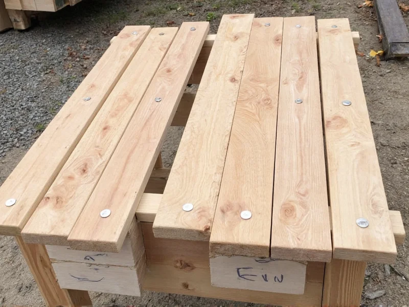 Reclaimed wood planks laid out for DIY bedside table construction