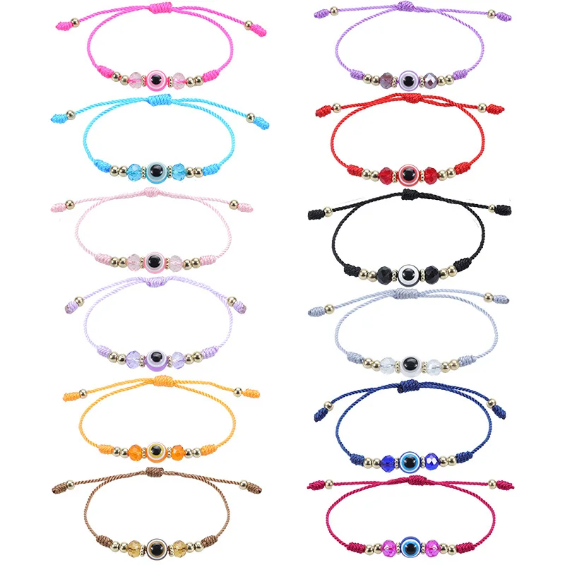 

Factory wholesale cheap evil blue eye bracelet different color's evil's eye cord bracelet