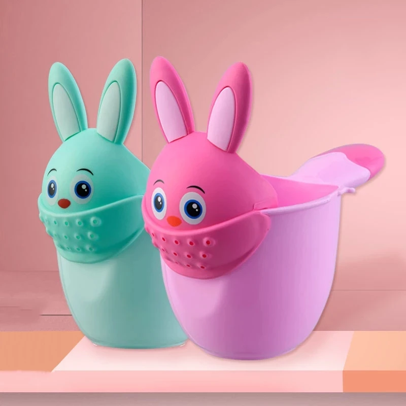 

Children Water Spoon Bathing Cup Baby Cartoon Shower Shampoo Cups Newborn Cartoon Rabbit Shampoo Cup Tools Watering Toy T0793, Pink,green