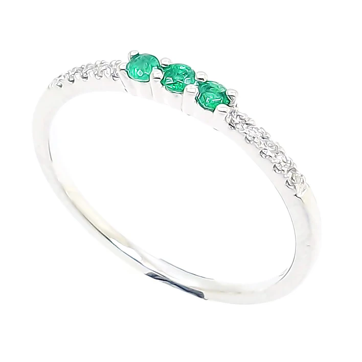 

New Arrival Newest Style Trendy Jewelry 18K White Gold EmeraldDiamond Band Ring For Women