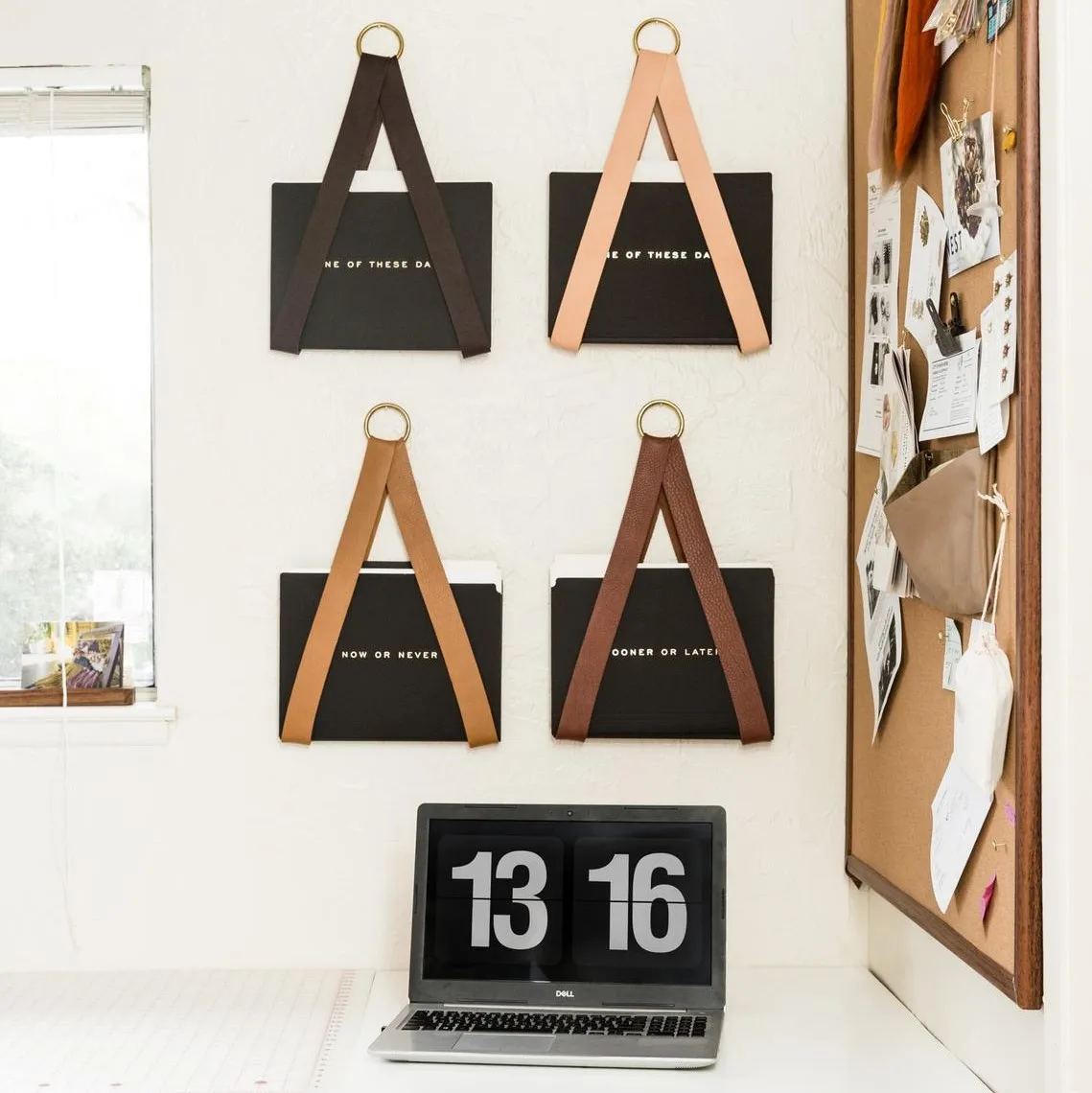 

Personalized Stock Leather Wall Hanging File Storage Organizer Magazine Rack File Holder For Decor, Black,apricot