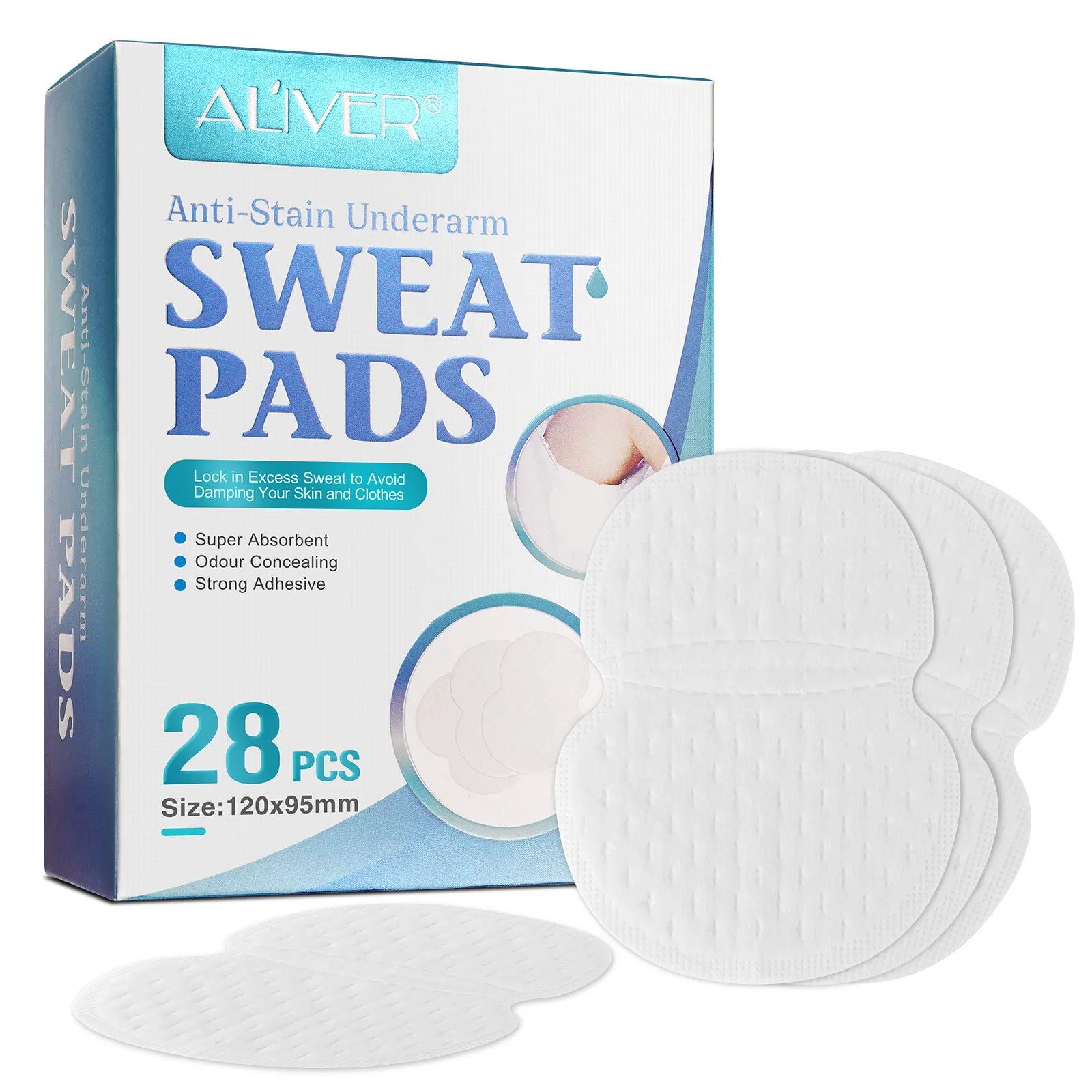 

ALIVER Private Label Disposable Armpit Super Absorbent Cotton pads Underarm Sweat Pads