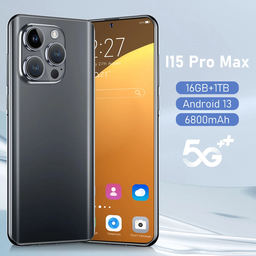 

OEM ODM i15 Pro Max Original Unlocked 16GB+1024GB 24MP+48MP Double Sim Card 6800mAh Cell Celular Smart 5G Android Mobile Phone