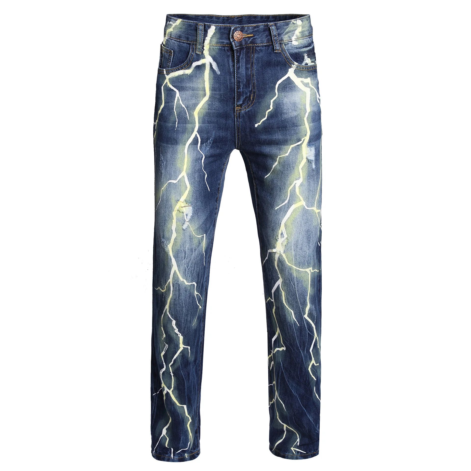 Wholesale Flash Color Breathable Vintage Fashion Trend Slim Fit Denim Straight Stretch Jeans Mens