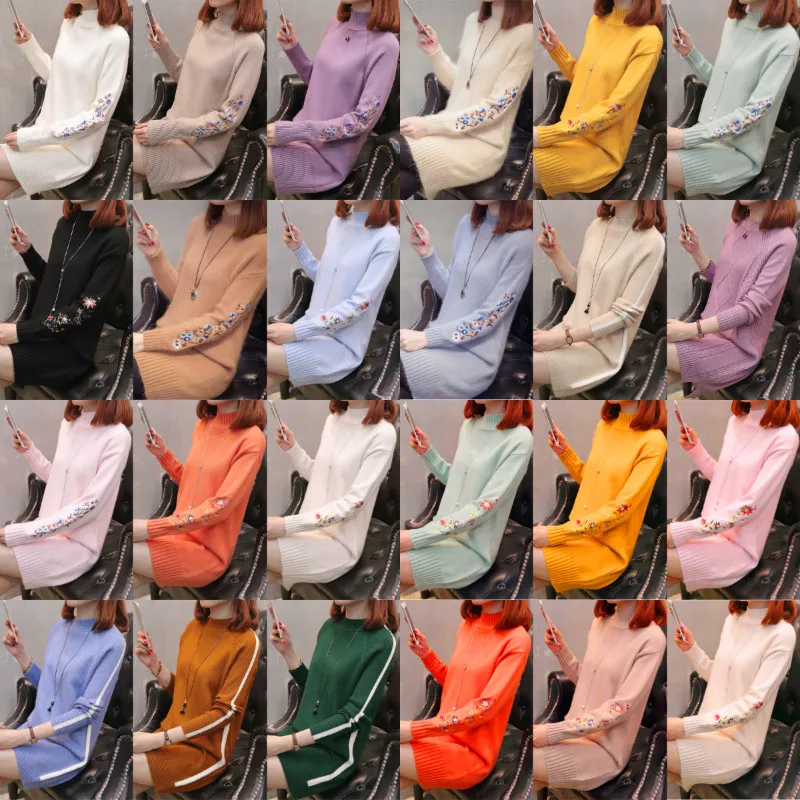 

2020 Mid-Length Solid Color Sweater Spring and Autumn Women Dress Loose Sweater Knitted Skirt
