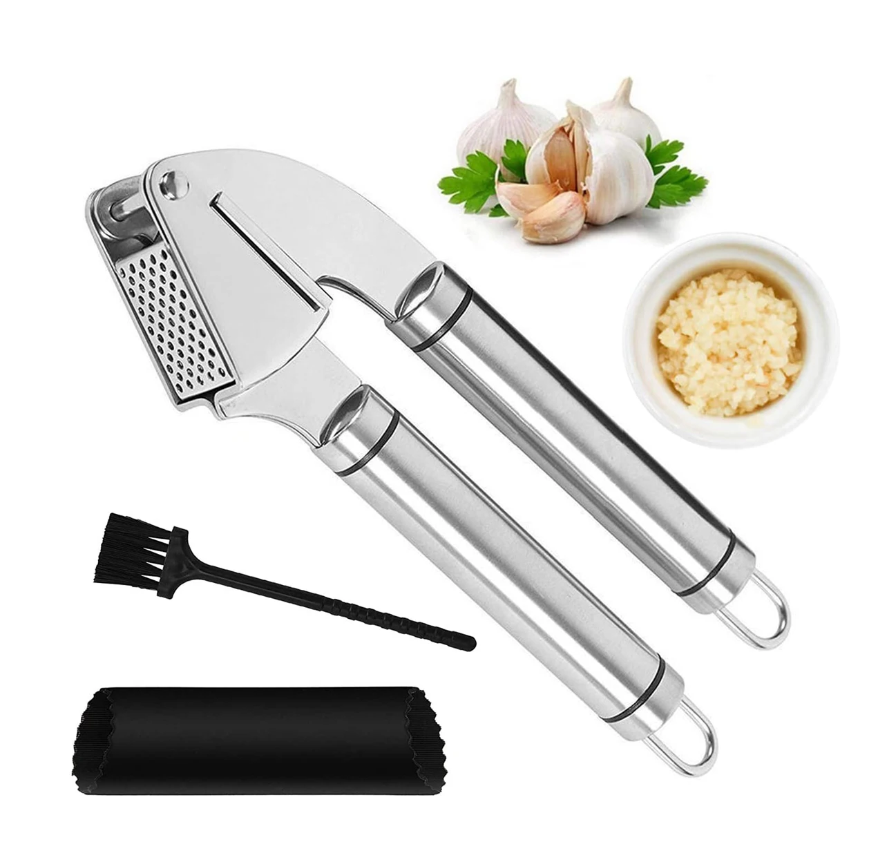 

Ginger Press Kitchen Tool Peeler Food Grade 18/8 Stainless Steel Mincer Garlic Press, Silver