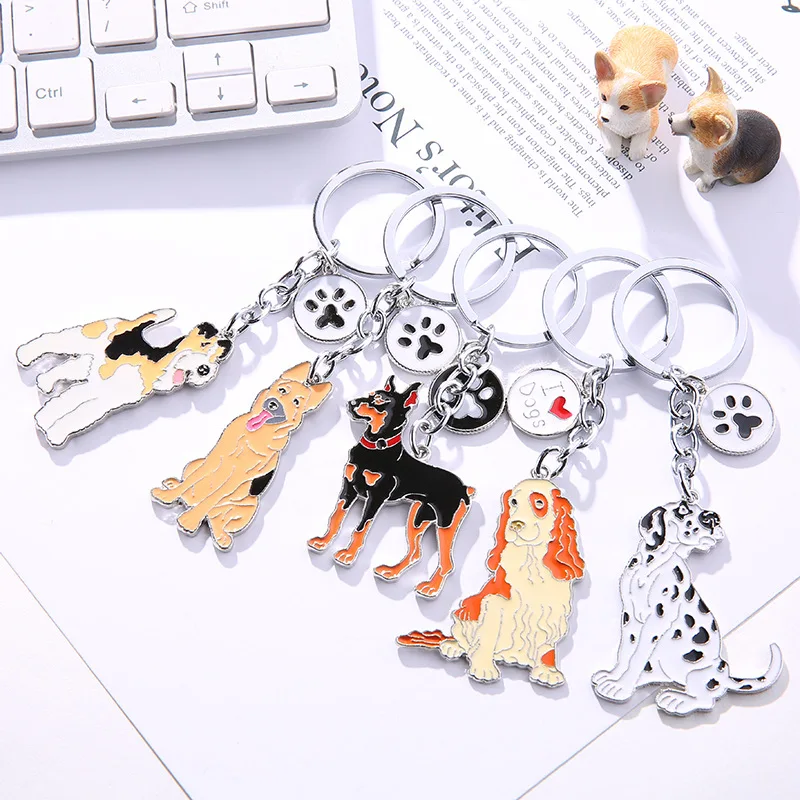 

Wholesale backpack metal key chain pet store gift dog keyring pet shape paw dog llaveros keychain