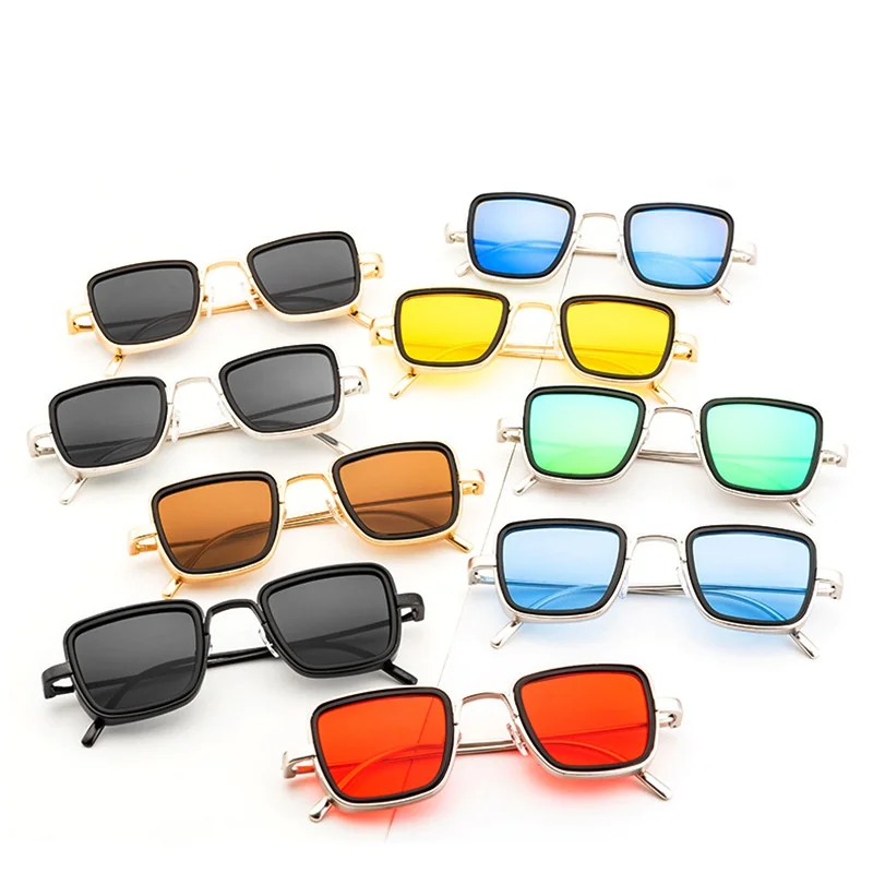 

2021 New Vintage Steampunk Sunglasses Men Women Retro Metal Square Men's Sun Glasses Male Trendy Brand Shades For Men UV400, Red,blue,black,grey,yellow