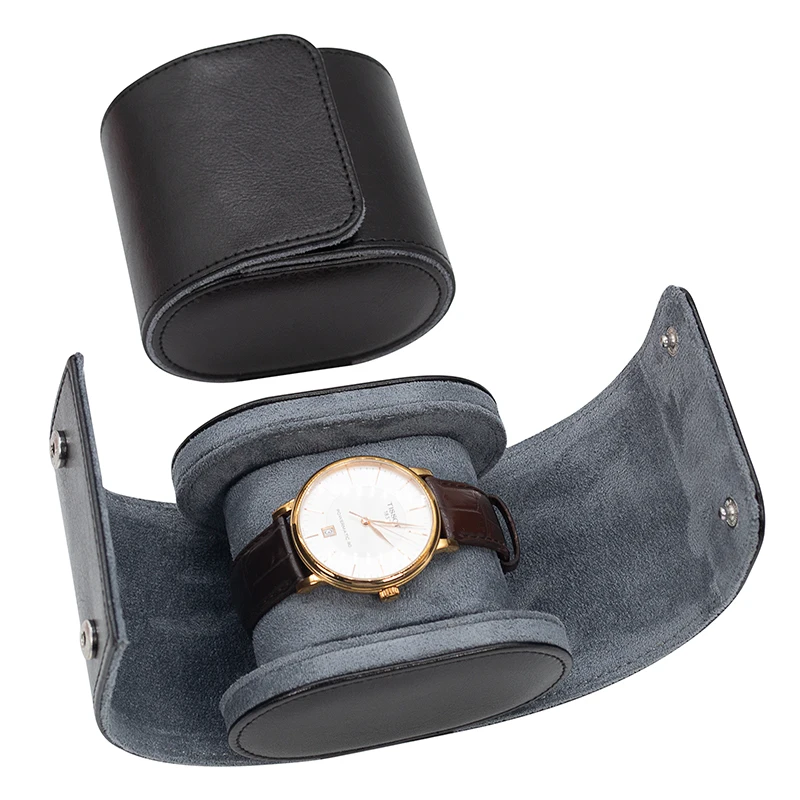 

Luxury Leather Gift Watch Strap Storage box Travel Single Watch Boxes Watch Case, Black