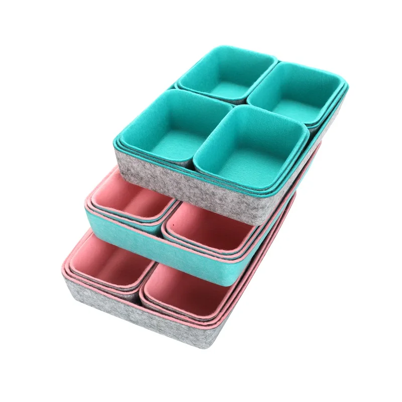 

Customized 7-piece set of two-color felt collection box for sorting out felt fragments desktop storage box