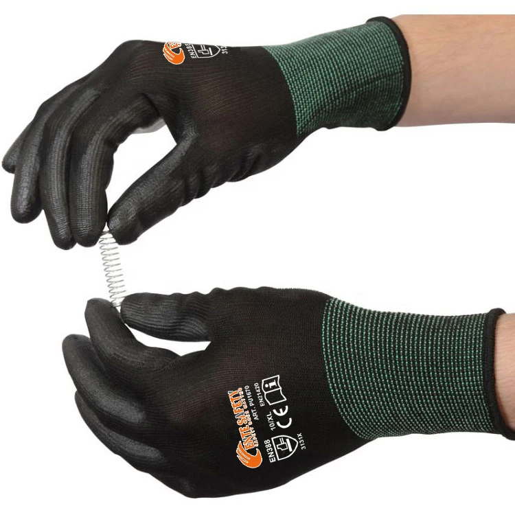 

Top quality black PU coating gloves