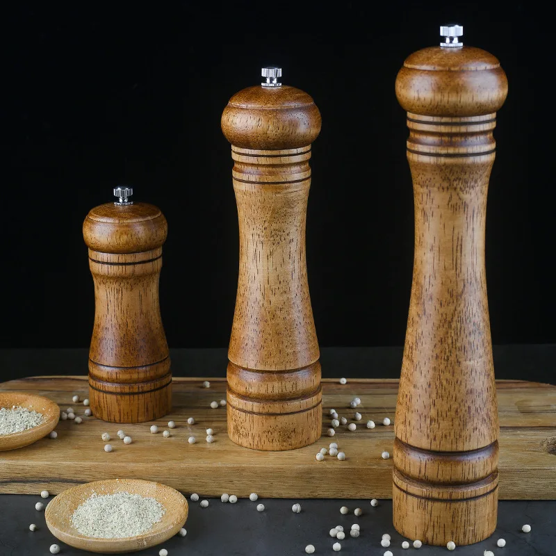 

Salt and Pepper Grinders, Oak Wooden Salt and Pepper Mills Shakers with Cleaning Brush & Wood Stand, Ceramic Rotor with Strong, Customized color