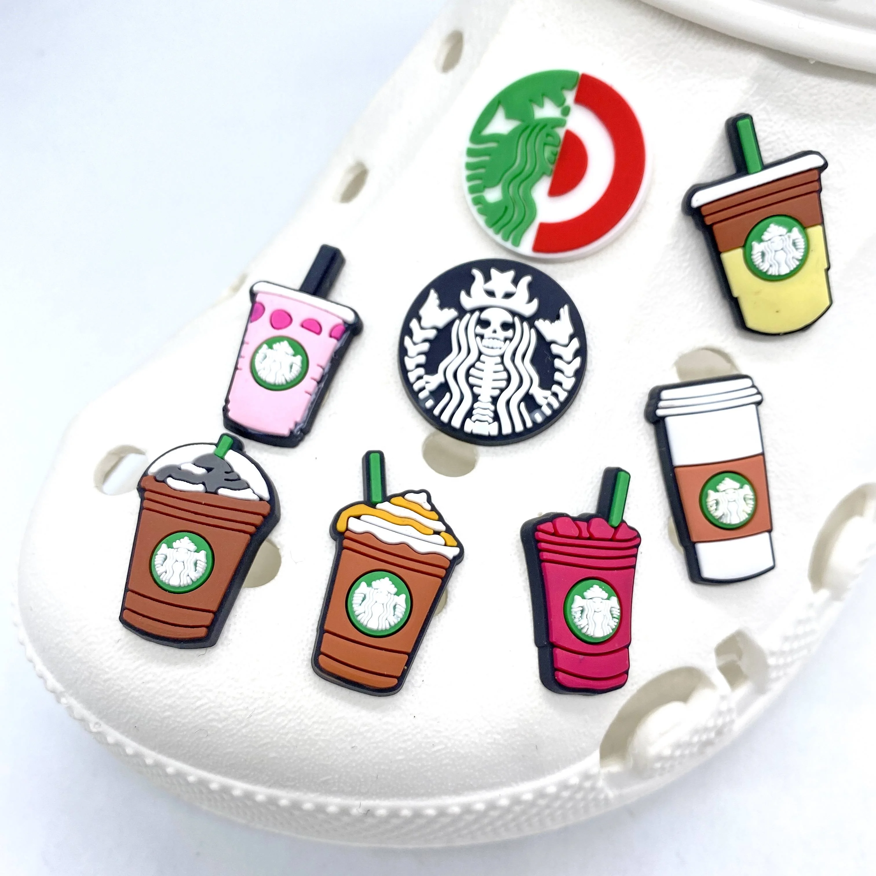 

New Coffee Cup Soft PVC shoe charms Cartoon Clog Shoe Charm for gift Clog charm
