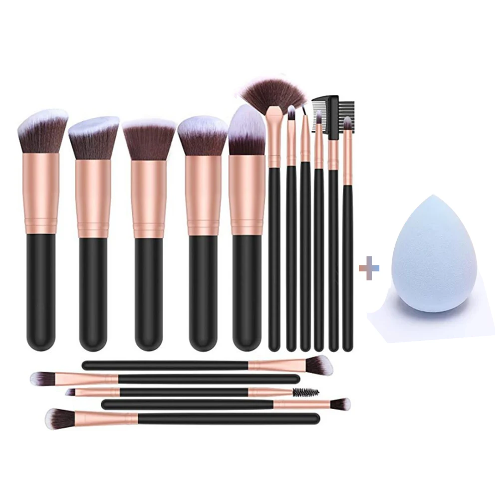 

Free sample beauty product 16pcs kabuki brush Foundation brush eyeshadow powder kabuki makeup brush set with makeup sponge, As picture show or custom