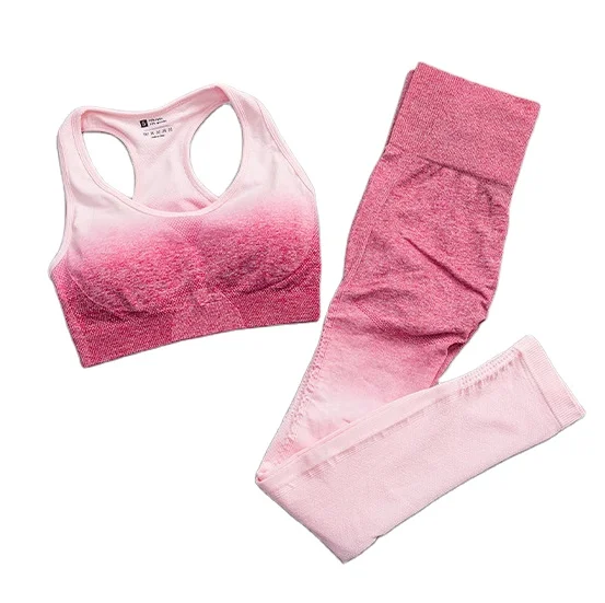 

Sports vest and two-piece pants suit yoga gradient suit popular gradient color womens pants bra suit for girls
