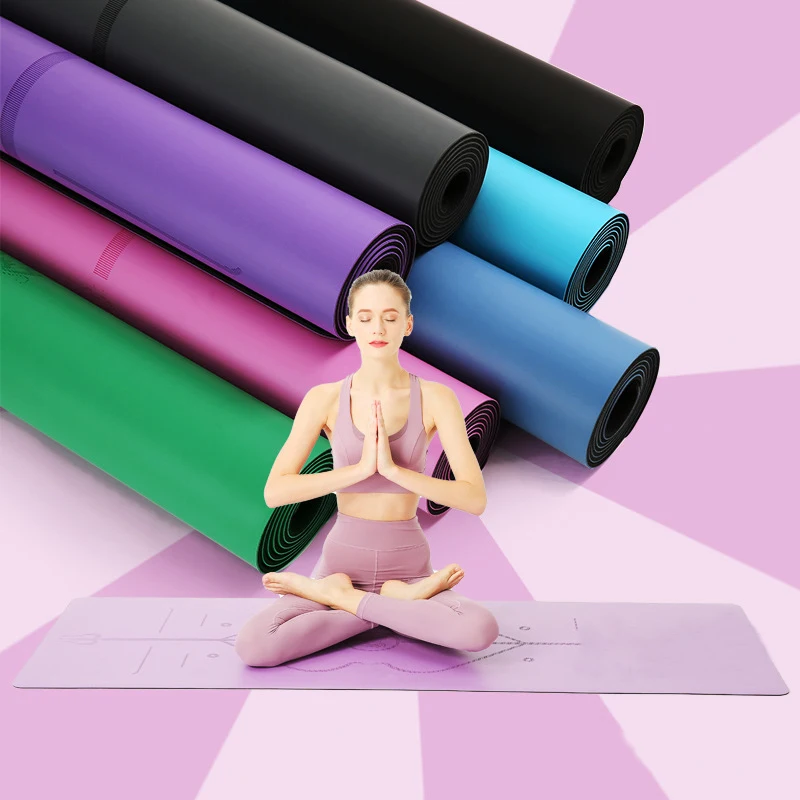 

Rubber Luxury ECO Yoga Mat PU Fitness Mat Unisex Yoga Hall Printable Logo, White, yellow, red, green, purple, blue, black, customized