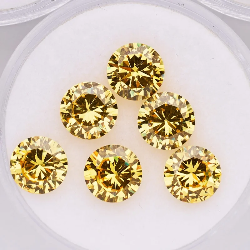 

Wholesale European Machine Cut Yellow Cubic Zirconia Loose Round 3A 2.1mm-2.5mm CZ Stones 1000pcs/pack loose gemstone for rings