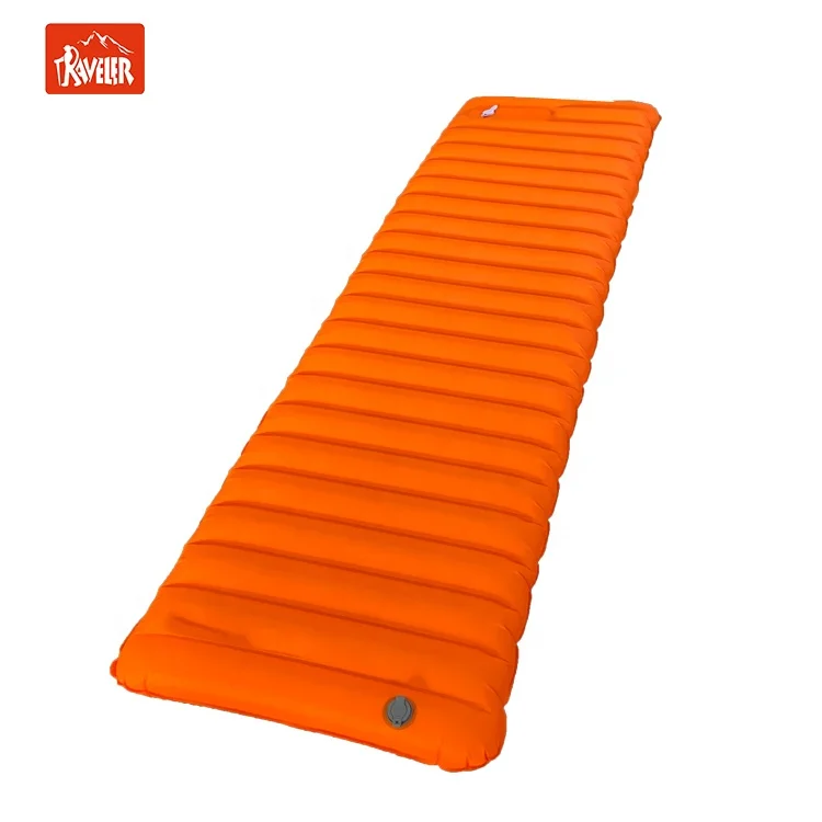 

lightweight hand pump inflatable sleeping pad camping mat, Orange/customized