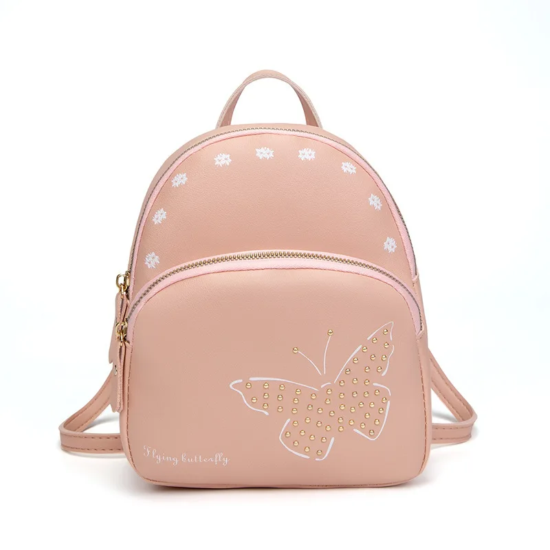 

Factory wholesale women's backpack 2021 street small backpack printed butterfly diagonal children's small school bag, Pink+black+red+khaki+light green+purple or customized