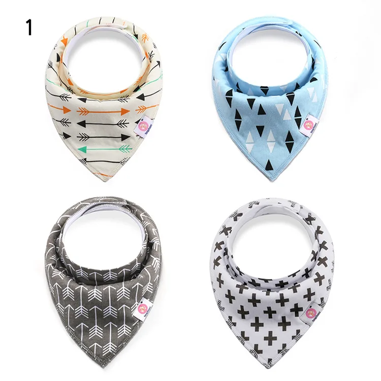 

wholesale custom 4 pack Kids Girl Boy 100% organic cotton plain infant feeding teething baberos bebe triangle bandana bib baby