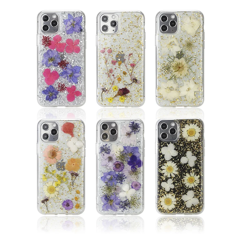 

Custom Epoxy sticker epoxy phone case real flower mobile cover resin art resin process dried flower crafts phone case, Luxury color or customizable
