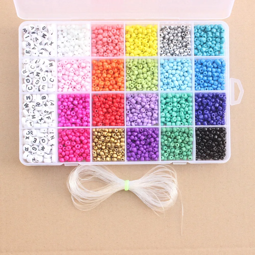 

Shangjie OEM Customized 24 grid beads for diy jewerely Crystal Jewelry Making Kit glass seed beads, Mix color