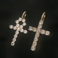 

Diy Charm Iced Out Brass Cross Pendants, Gold Bling Ankh Pendant Necklace