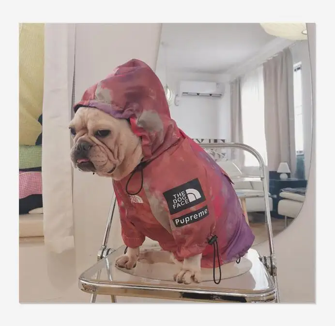 

windproof and rainproof north Dog suit waterproof charge suit pet popular logo French bulldog pet rain coat