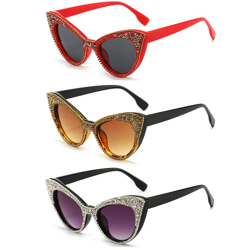 

WIIPU Oversized Diamond Sunglasses Women Rhinestone Cat Eye Sunglasses Men 2020 Luxury Brand Eyewear Retro Glasses Vintage UV400