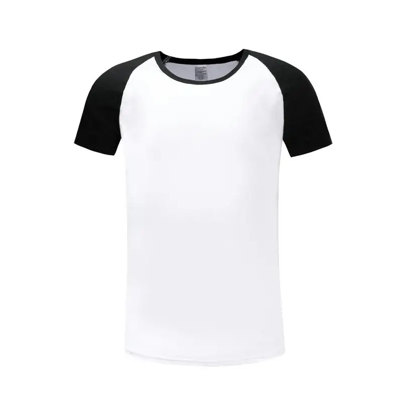 

O-neck Cotton Feel Sublimation Polyester Adult T shirt With Shoulder Color For Advertising, Blue/black/red/yellow/orange/green/sky blue