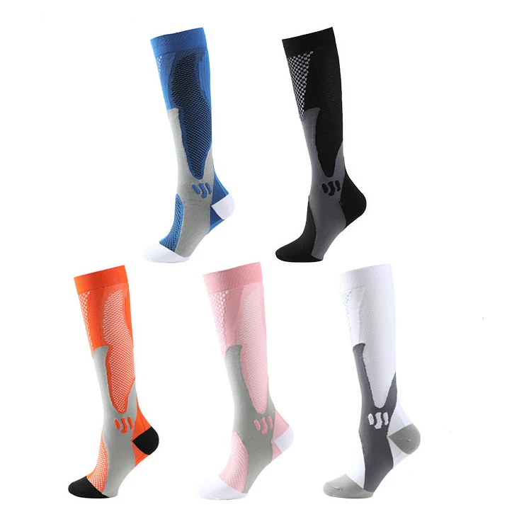 

Wholesales Custom Long Knee High Compression Socks Men Women Running Cycling Sport Compression Socks, Colorful