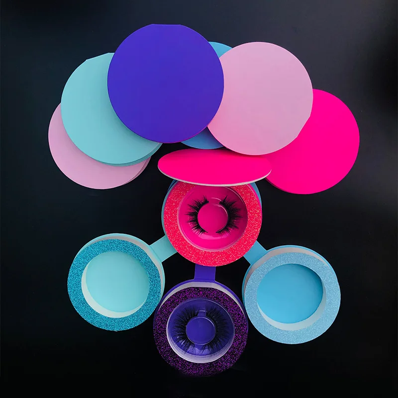 

custom empty round lash box shuying sy custom luxury empty round eyelash packaging box for 3d false lashes, Black,blue,white,pink,red,green