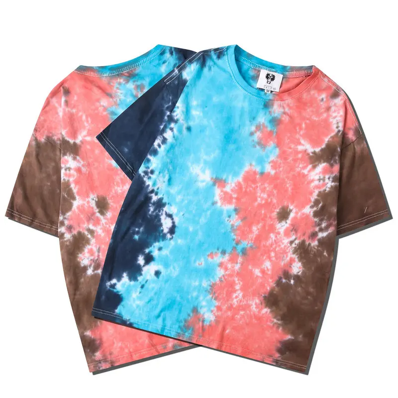 

Unisex 100% organic cotton tshirt men short sleeve tie dye shirts for women